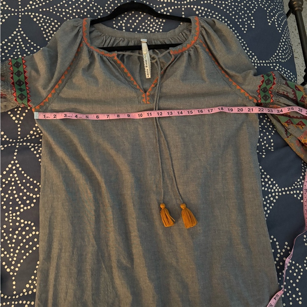 Uncle Frank Gray Long-Sleeve Embroidered Dress with Multicolor Accents Size L - Picture 8 of 8